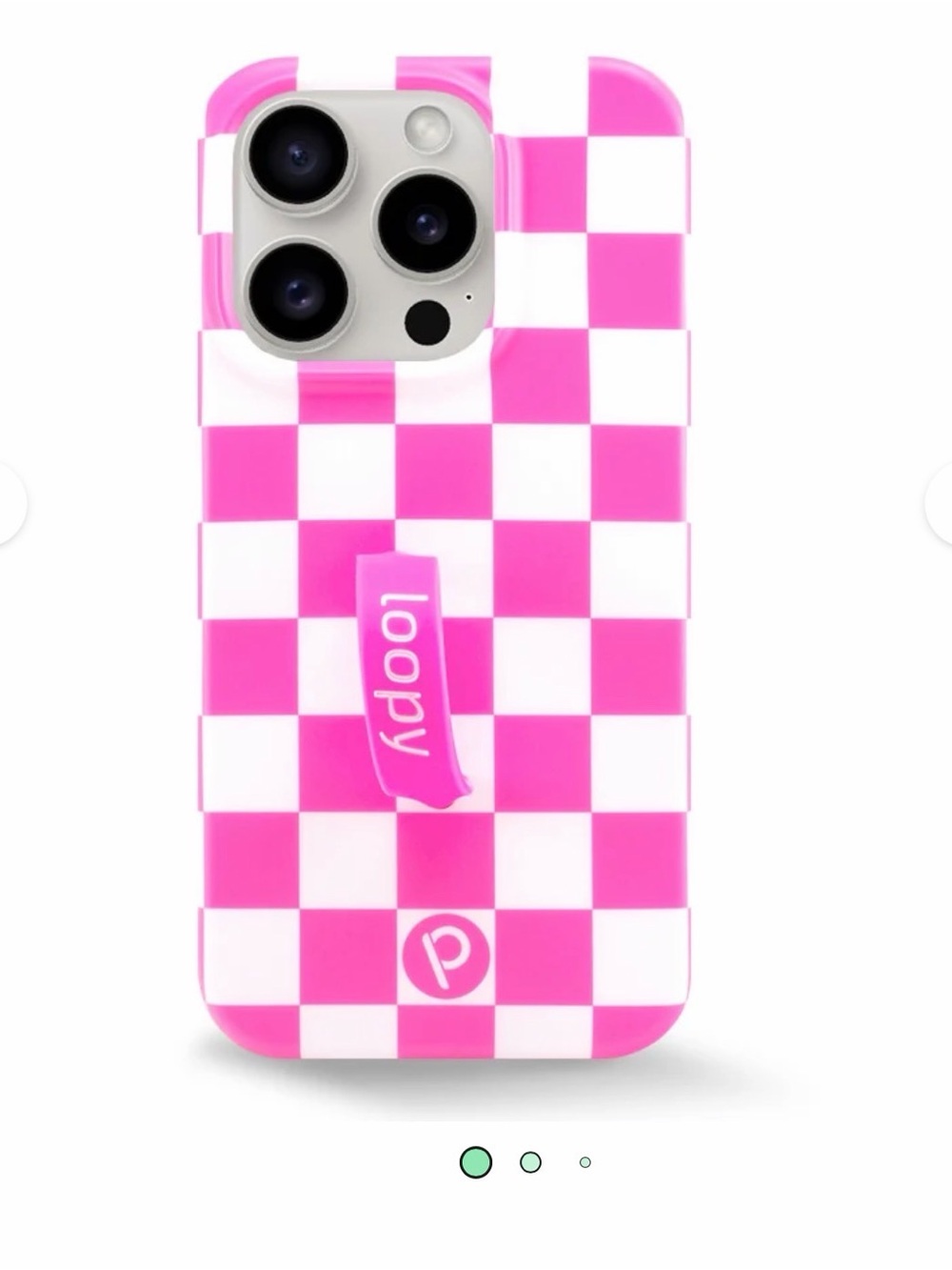 Loopy iPhone 15 pro righty pink checkered case